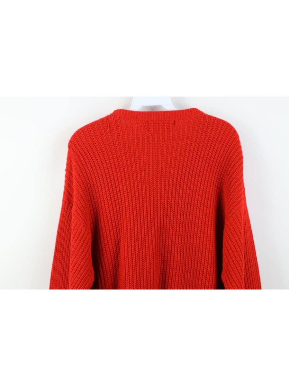 Vintage 70s 80s Streetwear Mens Large Blank Chunky Ribbed Knit Sweater Red USA - Picture 10 of 11